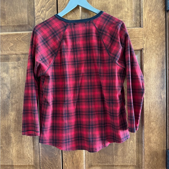 CHAPS Red and Black Plaid Henley Style Top - Women's Size XL Petite - Picture 2 of 3